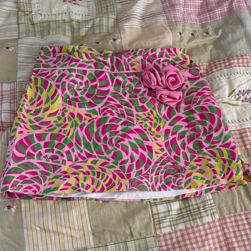 Lilly Pulitzer Pink and Green Swirl Mini Skirt - girls size 10